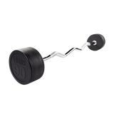Rubber Coated Fixed Curl Barbell, 90lb